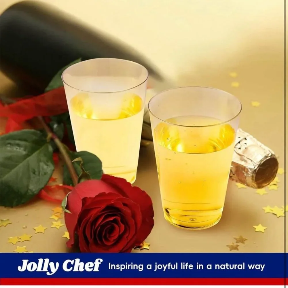 JOLLY CHEF 10 oz Clear Disposable Plastic Cups 100 Pack Clear Plastic Cups